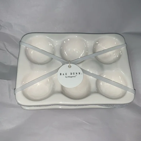 Rae Dunn “FARM FRESH” “FREE RANGE” Set of 2 Ceramic Farmhouse Egg Holder Tray - Picture 2 of 4